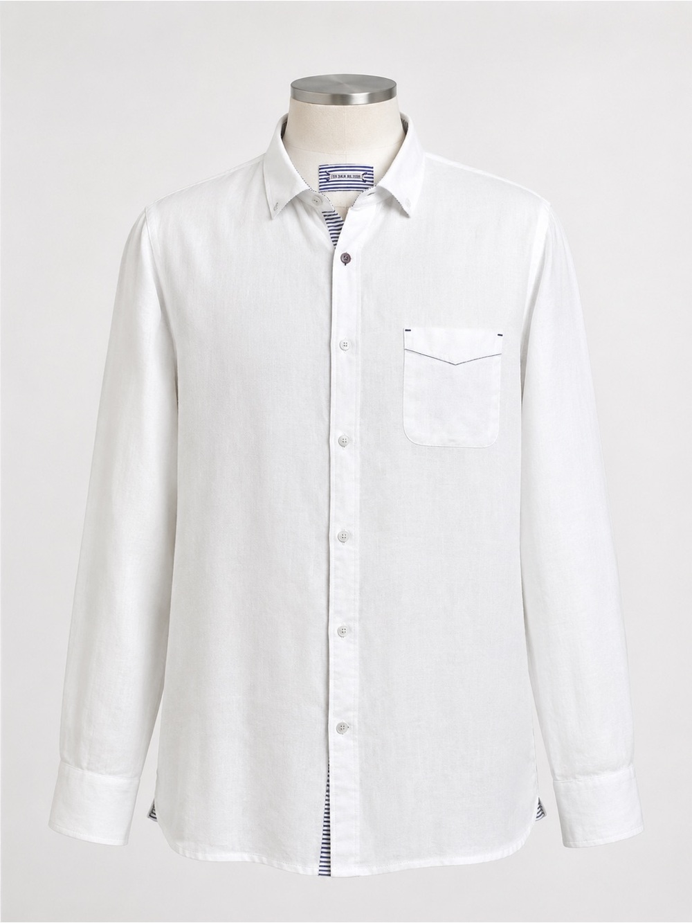 32 Bar Blues White 100% Linen Button-Up Long Sleeve Shirt Size XXL